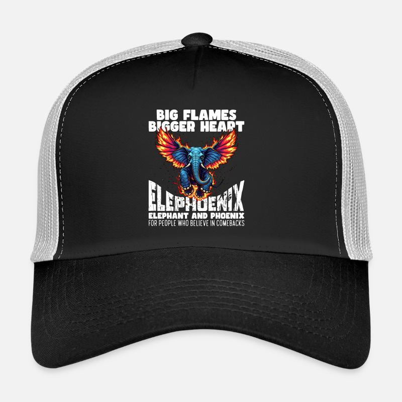 BIG FLAMES, BIGGER HEART - ELEPHOENIX - Trucker Cap - black/stone grey