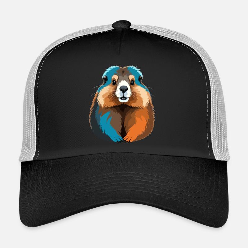 Murmeltier Vektor Kunst mit lebendiger Farbillustration Trucker Cap