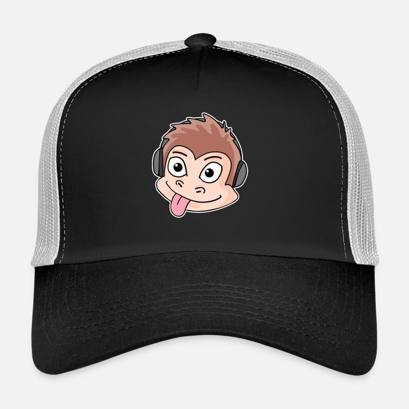 Affe Kopf Tier Kopfhörer Musik Trucker Cap