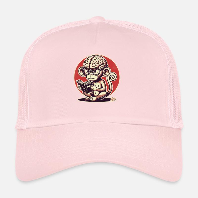 Nerd-Affe mit großem Geirn liest ein Buch Trucker Cap