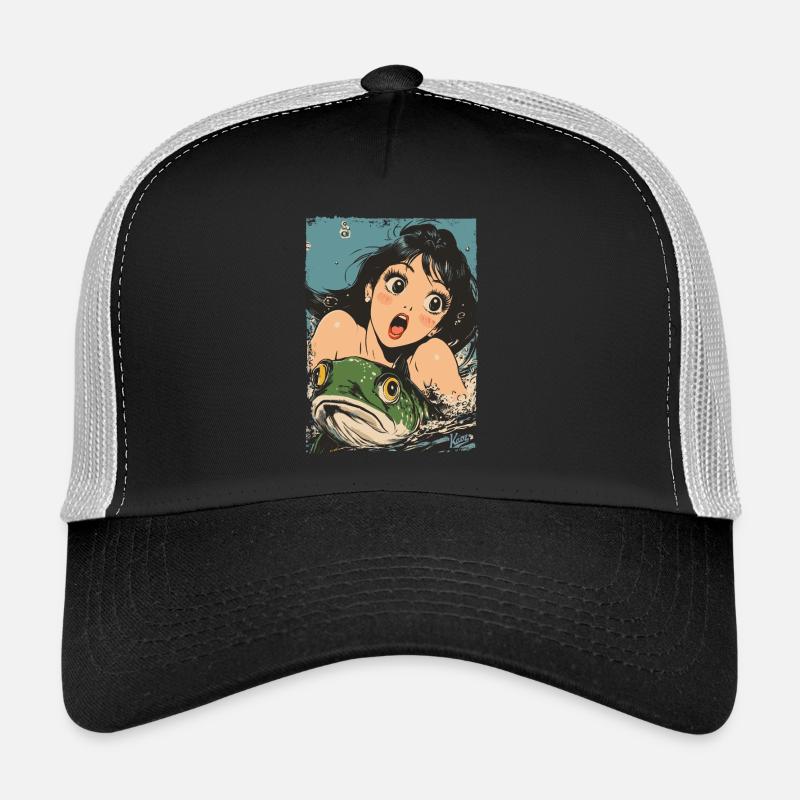 Dessin animé Sirène et poisson vert Casquette trucker 