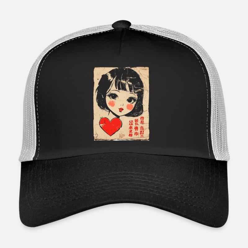 Niedliches Cartoon-Mädchen mit Herz Trucker Cap
