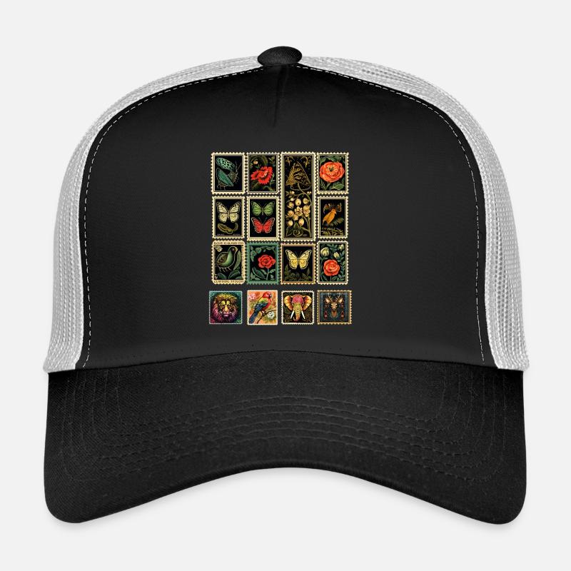 Dekorative ausgefallene Briefmarken - Trucker Cap - Schwarz/Steingrau