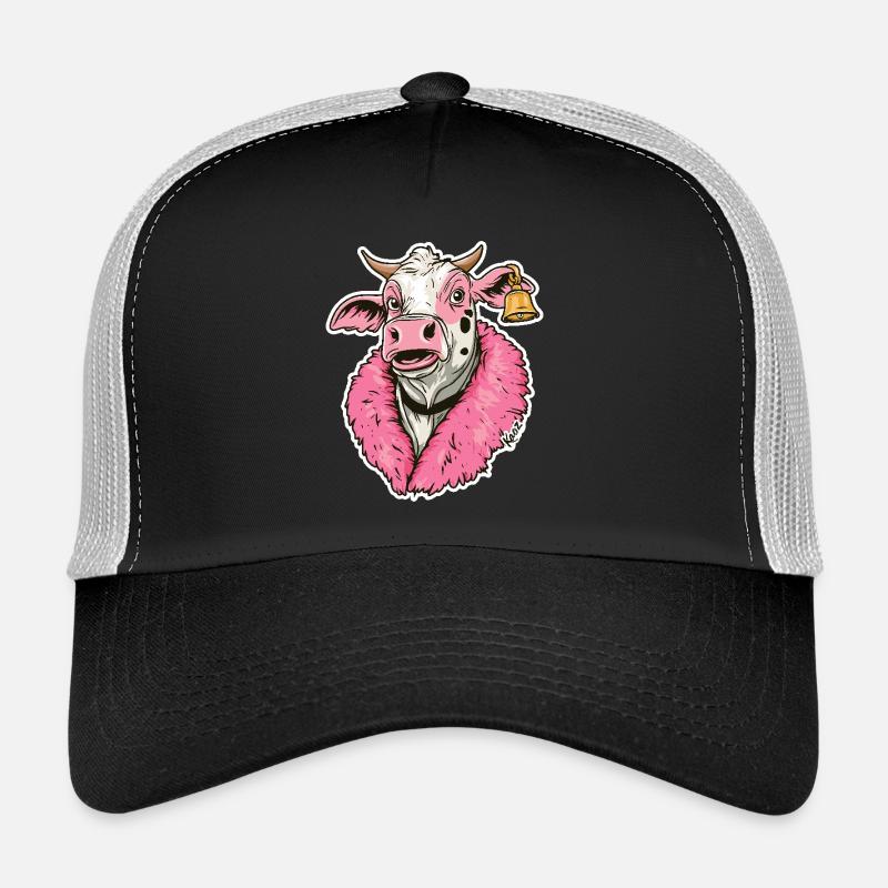 modische Mode-Kuh in pinker Jacke Trucker Cap
