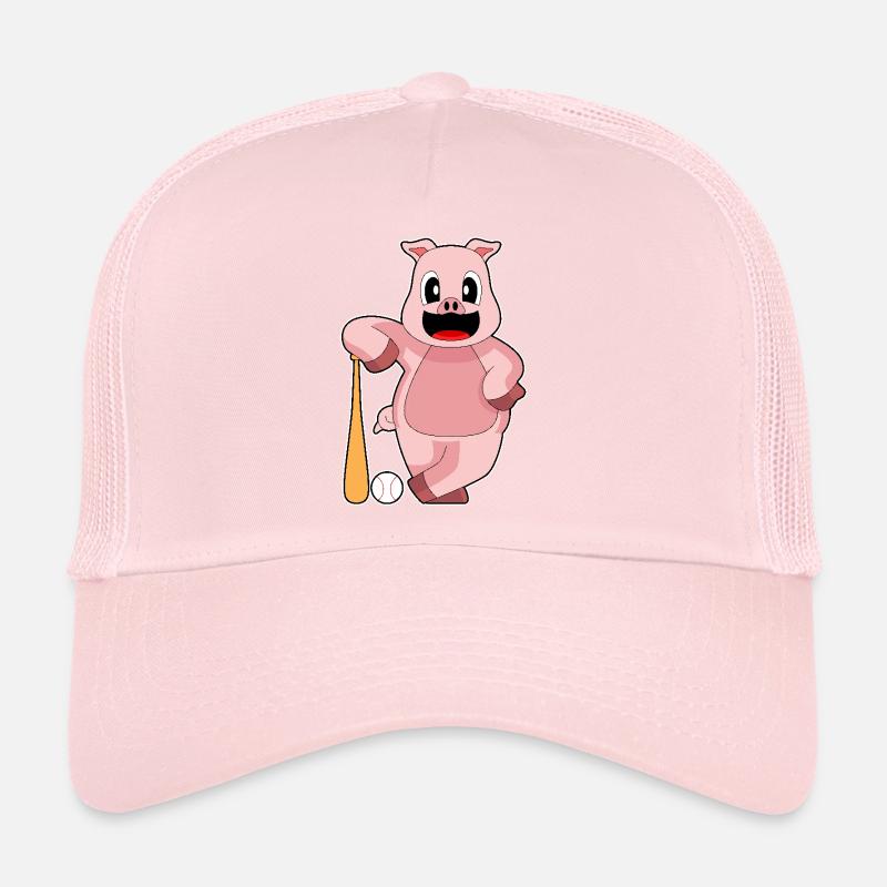 Pig Baseball Batte de baseball Casquette trucker 