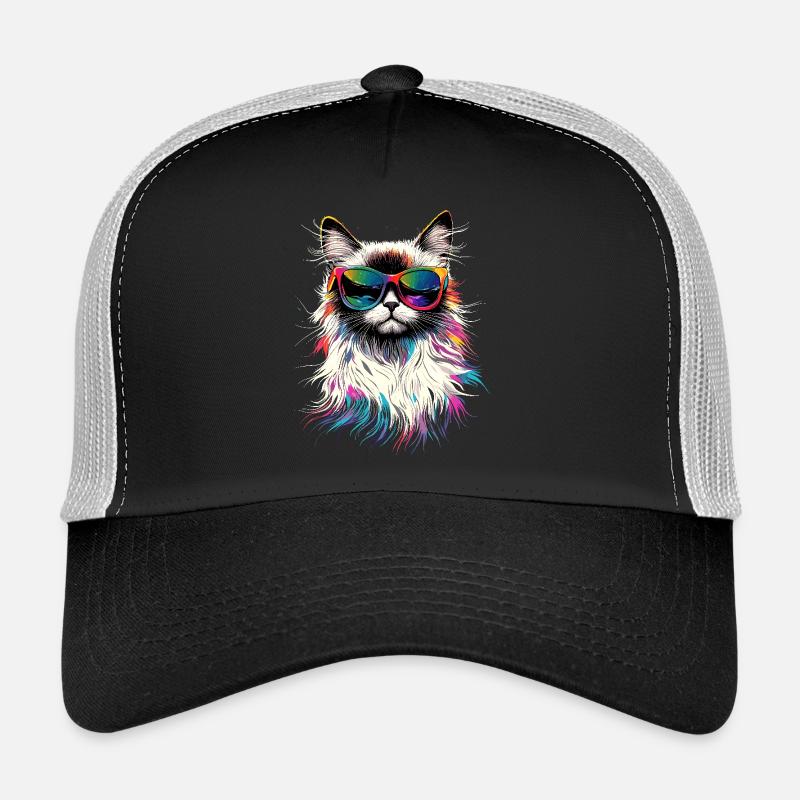 Chat Ragdoll Chat Ragdoll Chat Mignon Chats Ragdoll - Casquette trucker - noir/gris pierre