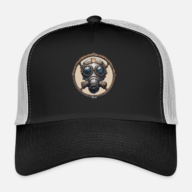 Steampunk-Maske - Trucker Cap - Schwarz/Steingrau
