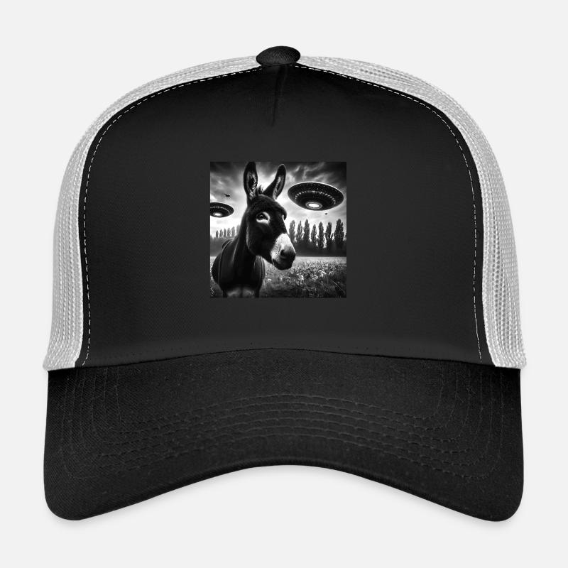 Donkey mule Funny Graphic Selfie with UFOs Weird A Trucker Cap