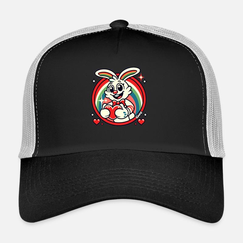Regenbogen-Hase mit Herz Trucker Cap