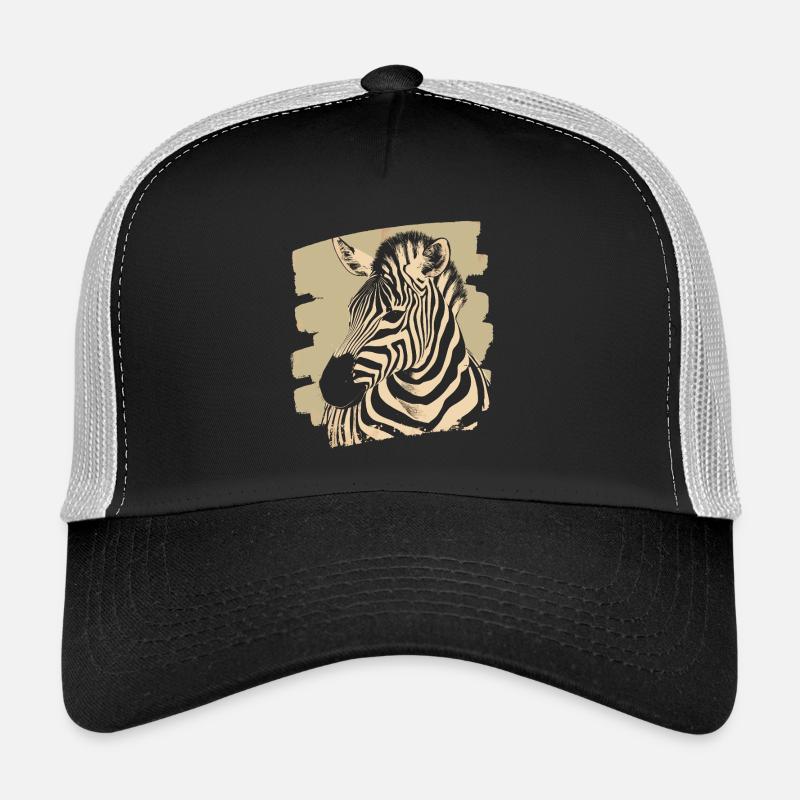 Zebra Retro - Trucker Cap - Schwarz/Steingrau