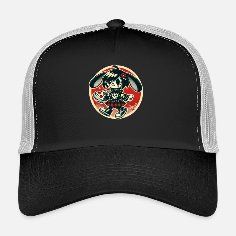 Drôle punk lapin avec pizza Casquette trucker 