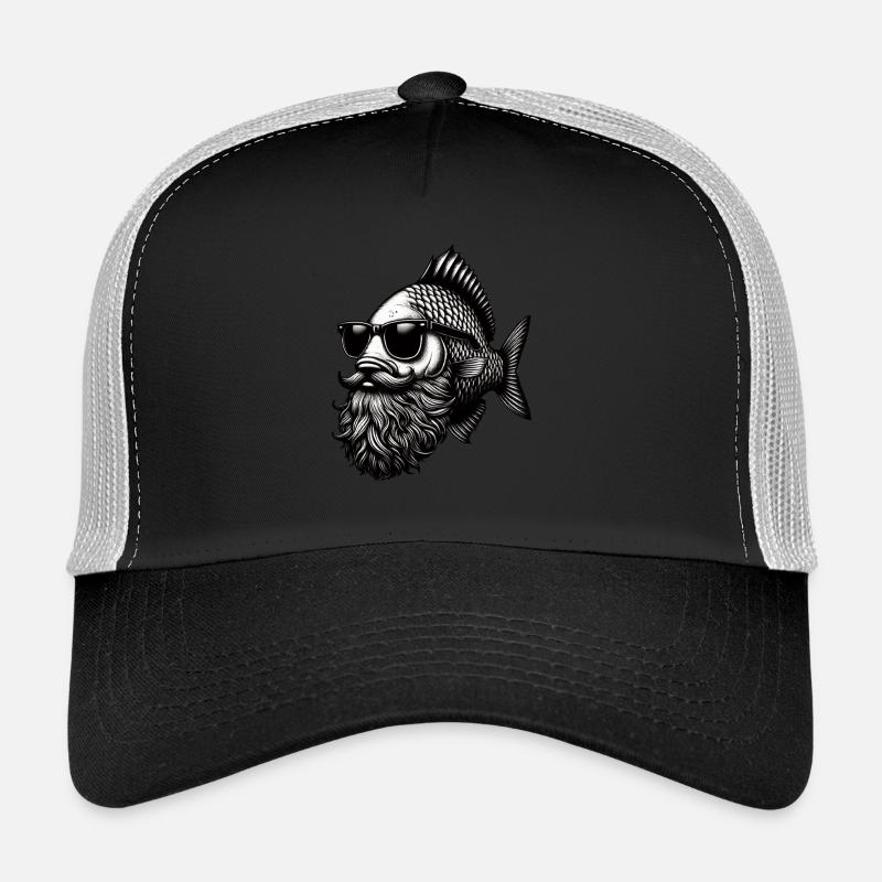 Cool Hipster Fish Man Carp Mustache Hat Trucker Cap