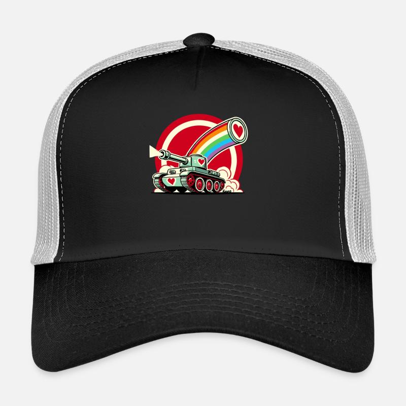Regenbogen-Panzer, schießt Herzen der Liebe Trucker Cap