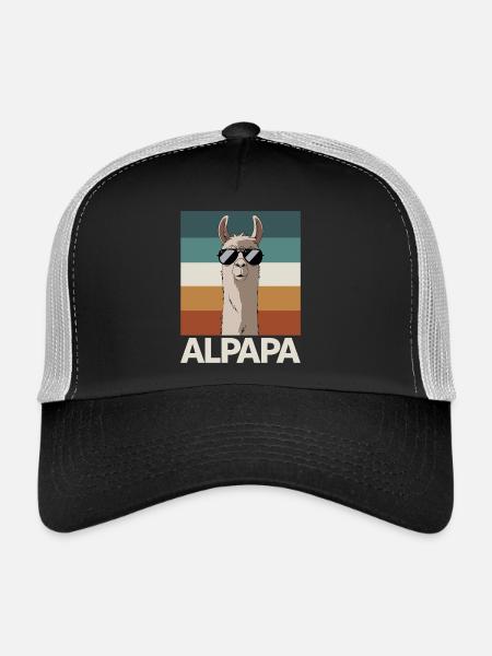 Papa Alpaga Papa Drôle Lama Cadeau de Fête des Pères - Casquette trucker  - noir/gris pierre - Devant