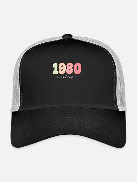 Année de naissance 1980 - Casquette trucker  - noir/gris pierre - Devant