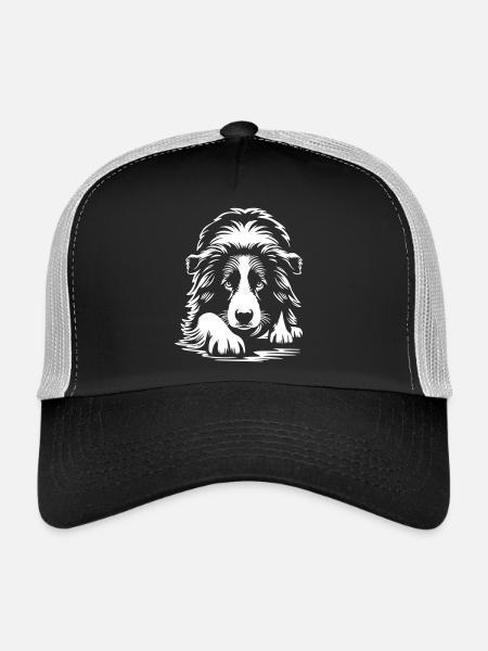Border Collie « Black Edition » - Casquette trucker  - noir/gris pierre - Devant