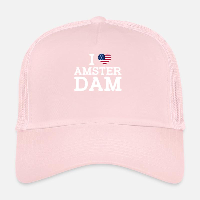J’aime Amsterdam USA Drapeau American Lover Drapeau Jeu de mots Casquette trucker 