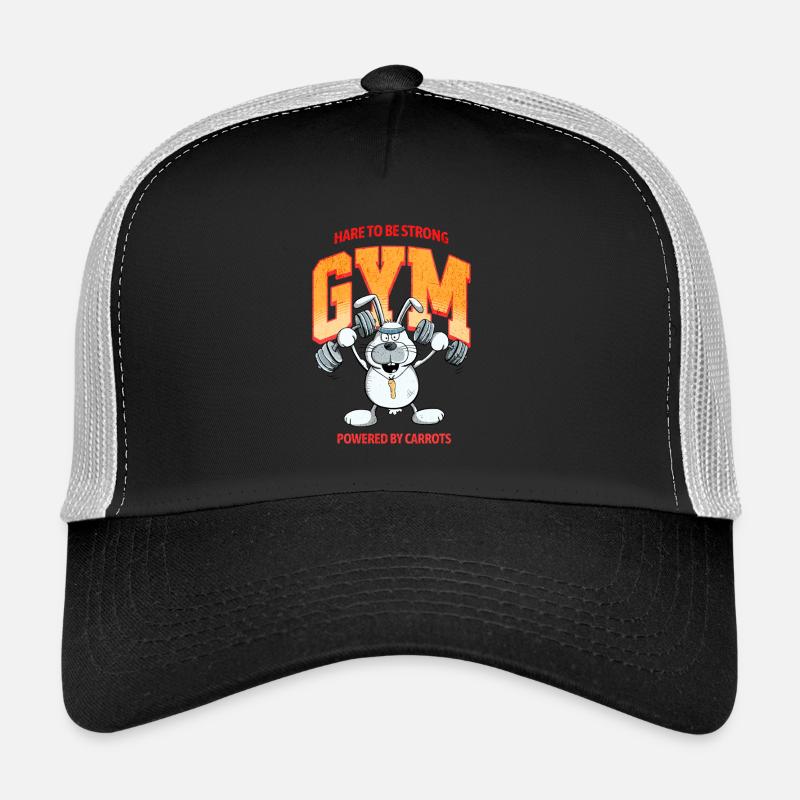 Hare To be Strong Krafttraining Hase Spruch - Trucker Cap - Schwarz/Steingrau