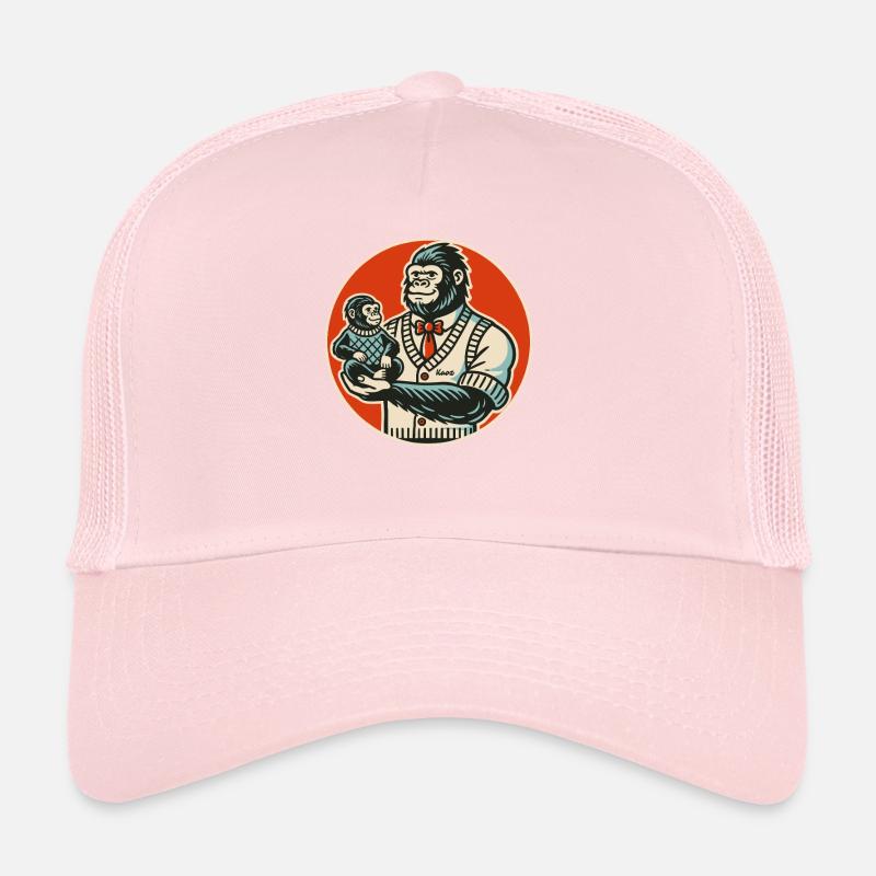 Papa gorille avec bébé Casquette trucker 