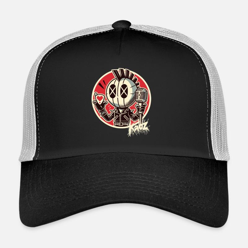 Punk Rocker with Microphone & Heart Pick Trucker Cap