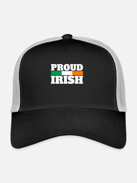 Proud Irish Ireland Irish Flag Proud Irishman - Trucker Cap - black/stone grey - Front