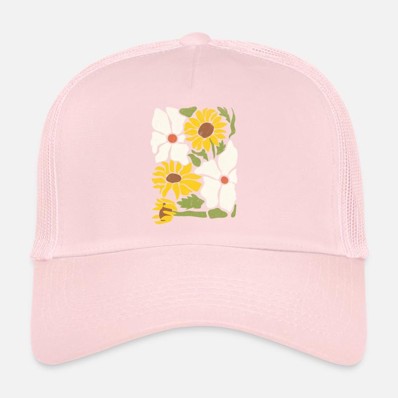 Boho Wildblumen mit Sonnenblumen und Gänseblümchen Trucker Cap