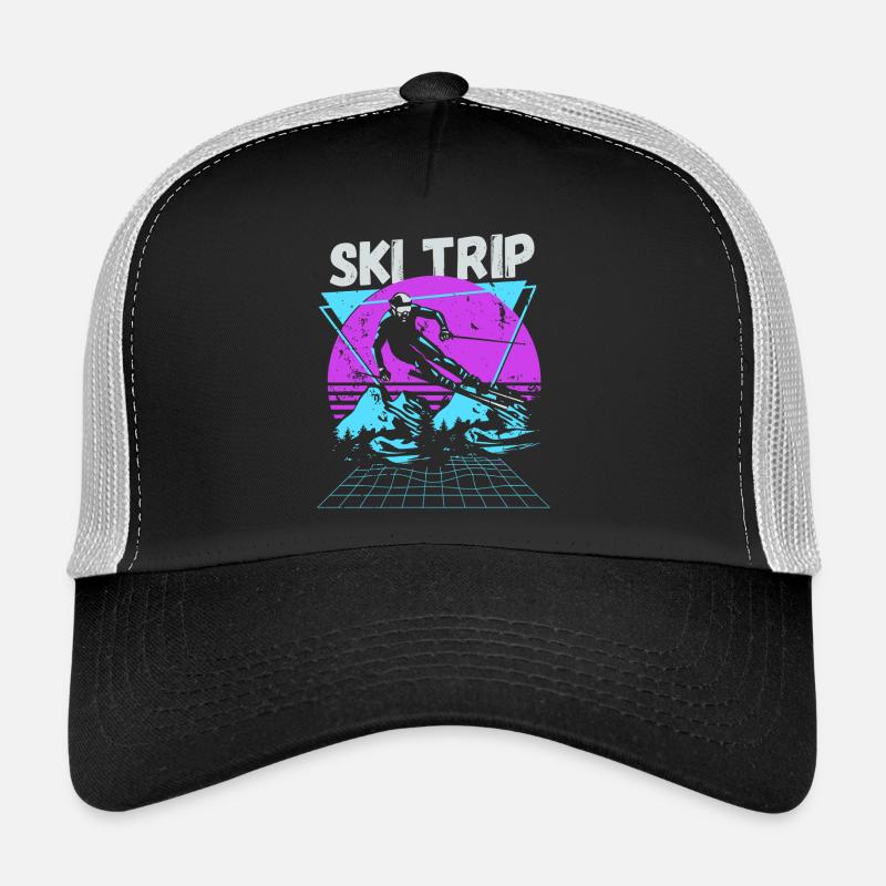 Retro Ski Trip Neon Graphic Trucker Cap