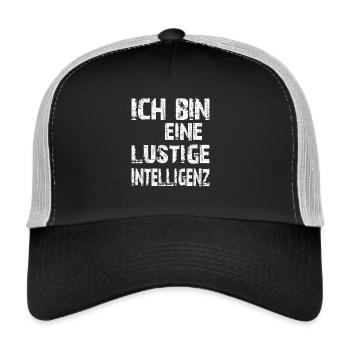KI Spruch Ich bin eine lustige Intelligenz - Trucker Cap - Schwarz/Steingrau - Vorne
