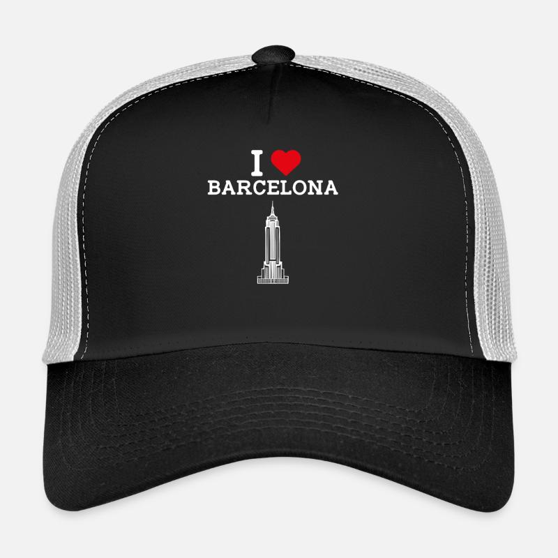 Coeur Amour Drapeau J’aime Barcelone État Cool Espagne Casquette trucker 