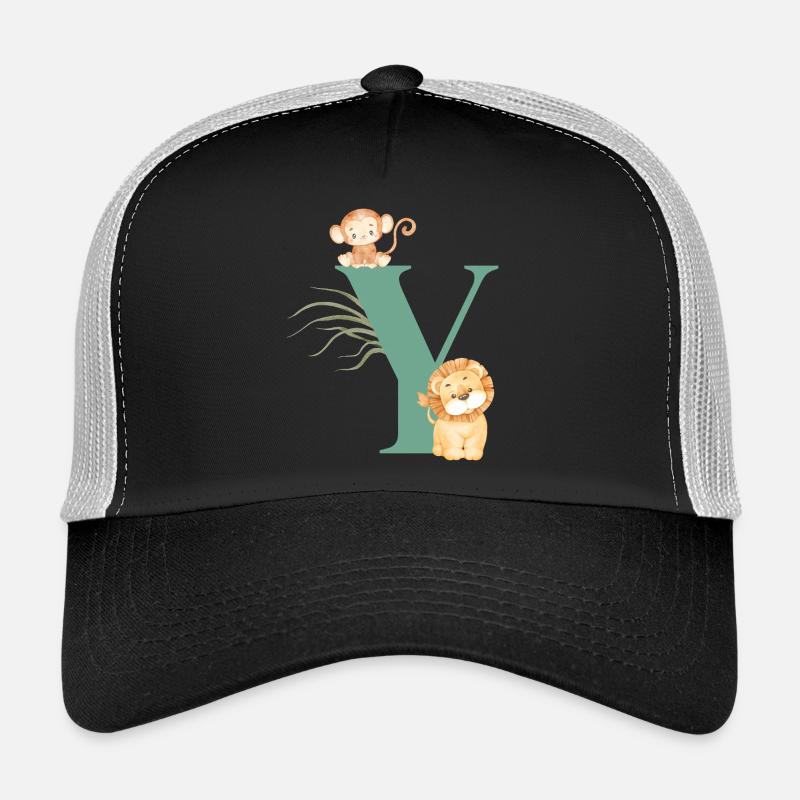 Lettre y vert animaux jungle Casquette trucker 