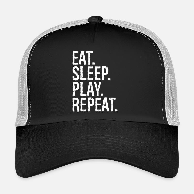eat sleep play repeat Trucker Cap