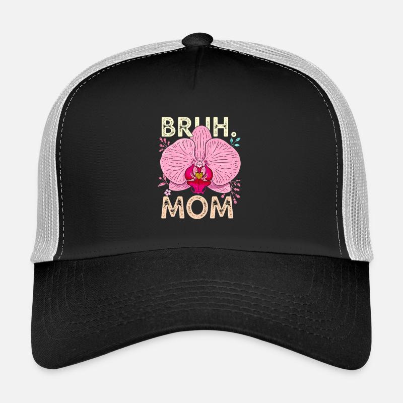 Bruh Mom Orchidee - Trucker Cap - Schwarz/Steingrau