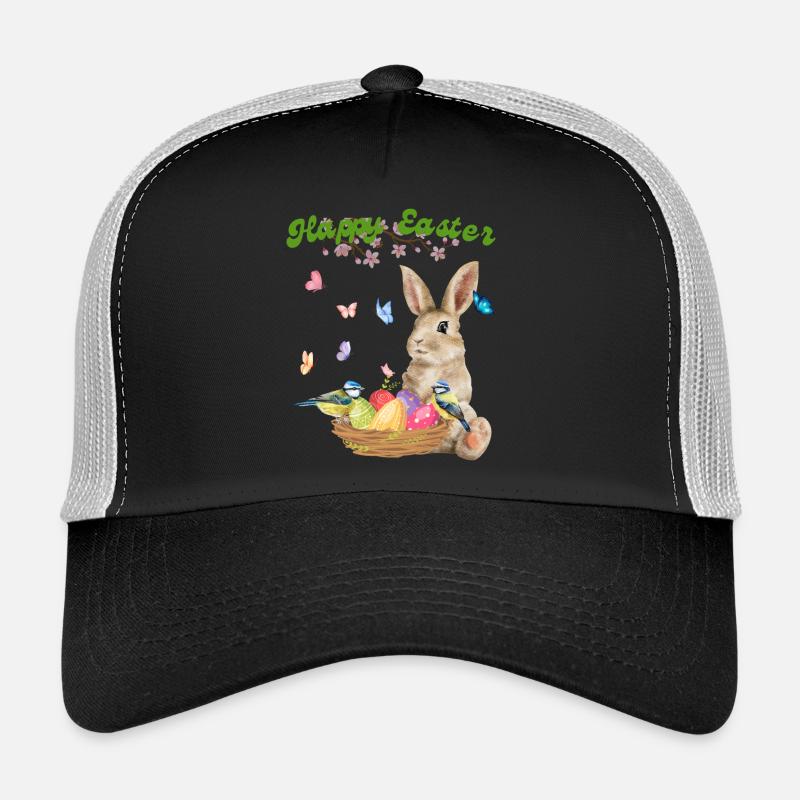 Joyeuses Pâques - Lapin avec panier de Pâques Casquette trucker 