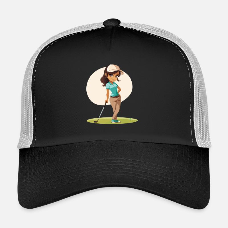 Weiblicher Golfer Comic Trucker Cap
