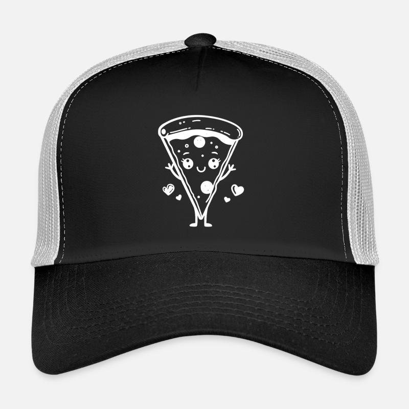 Pizza Comic Stil - Trucker Cap - Schwarz/Steingrau