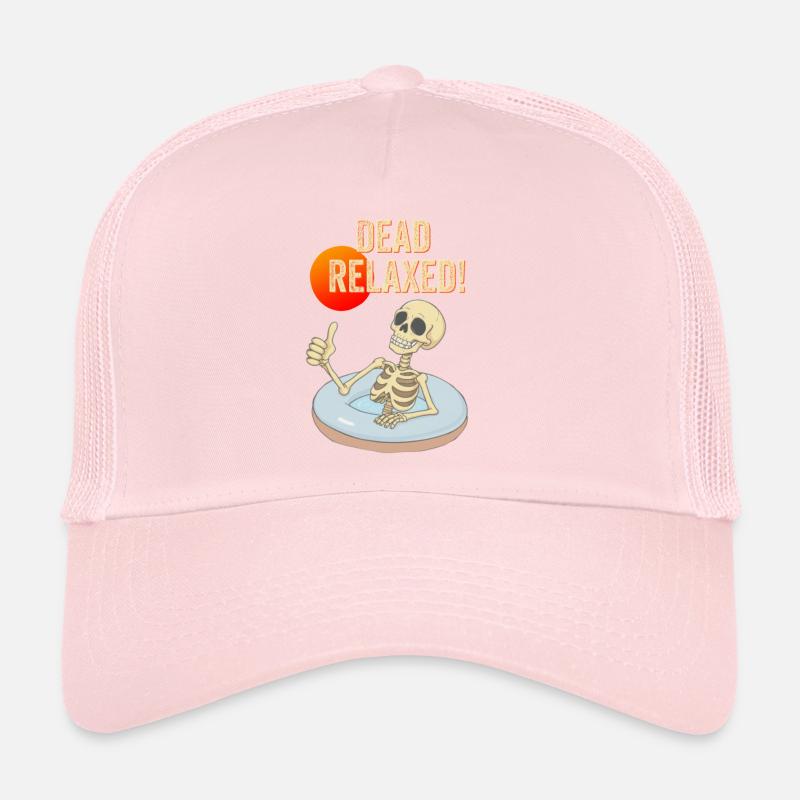 Chilliges Skelett im Pool mit Spruch Dead relaxed Trucker Cap