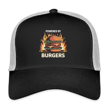Powered by Burgers – Chemise Fire & Cheeseburger - Casquette trucker  - noir/gris pierre - Devant