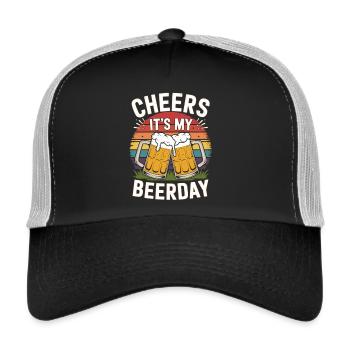 Anniversaire de la bière – Santé, c’est mon jour de bière - Casquette trucker  - noir/gris pierre - Devant