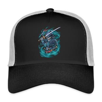 Samurai Skeleton with Dragon Spirit - Trucker Cap - black/stone grey - Front