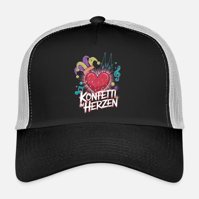 Köln Konfetti Im Herzen Karneval Herz Kölner Köln - Trucker Cap - Schwarz/Steingrau