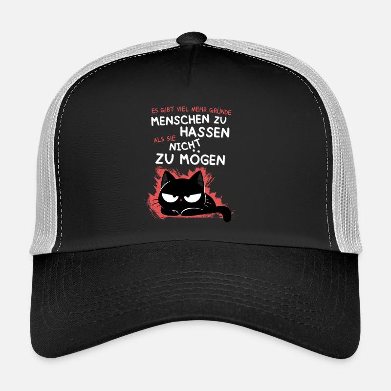 Schwarze Katze hasst Menschen – Zynisch & Lustig Trucker Cap