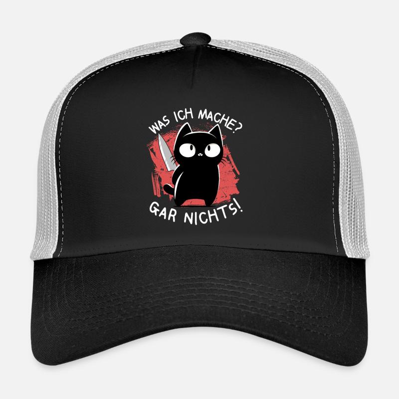 Ich? Niemals – Süße schwarze Katze mit Messer - Trucker Cap - Schwarz/Steingrau