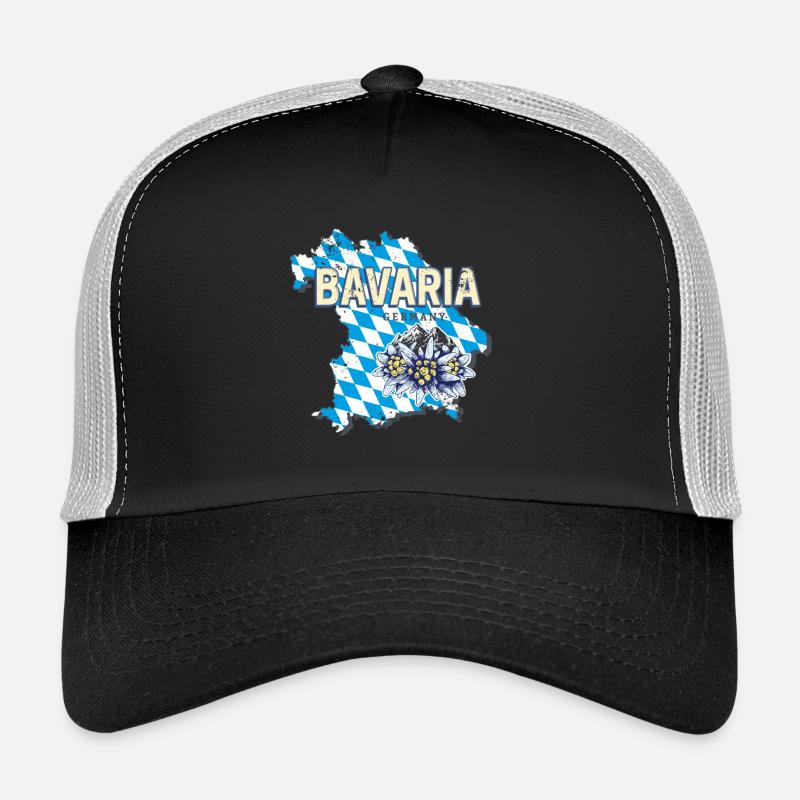 Bavaria Germany Map Edelweiss Souvenir Trucker Cap