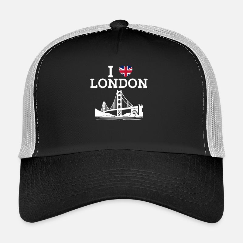 J’aime Londres Golden Gate Cool Angleterre Coeur Drapeau Casquette trucker 