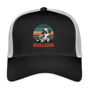 Turtle relaxing on the beach - Trucker Cap - black/stone grey - Front