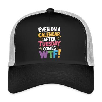 Mardi terminé – WTF commence ! - Casquette trucker  - noir/gris pierre - Devant