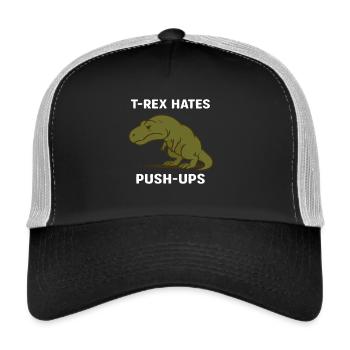 T Rex hates push ups - Trucker Cap - Schwarz/Steingrau - Vorne