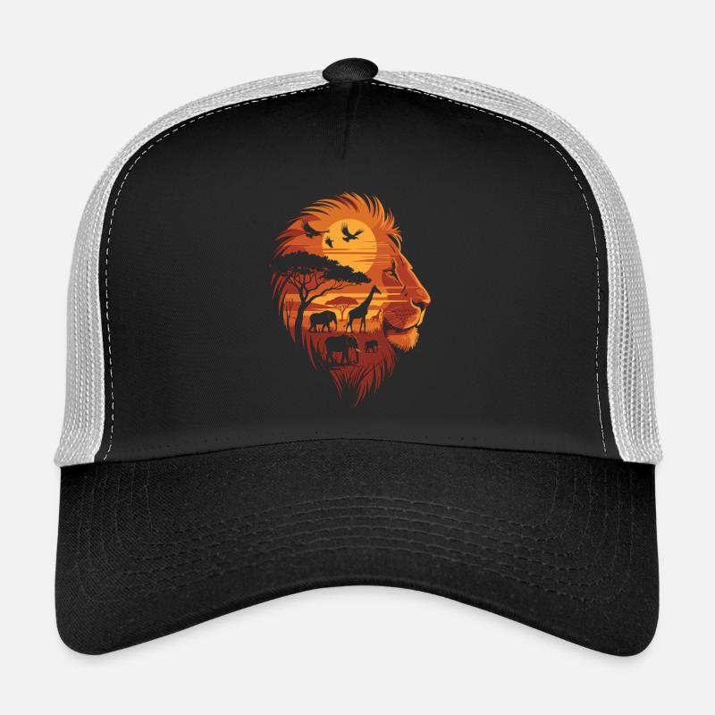 Savanne im Löwenkopf - König der Tiere - Trucker Cap - Schwarz/Steingrau