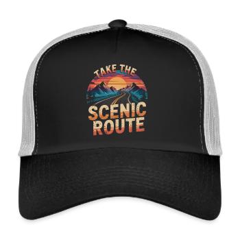 Road trip design for adventurers - Trucker Cap - black/stone grey - Front