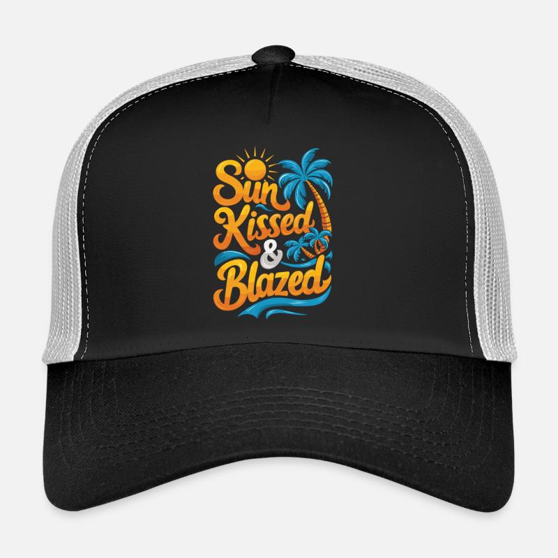 Vacation, Palm Trees, Sun, Blazed Style Trucker Cap